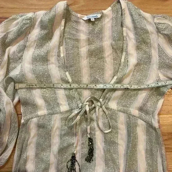 Blue Island Women’s Striped Swim Cover Up Metallic Threading Tassels Sz S - Picture 8 of 9